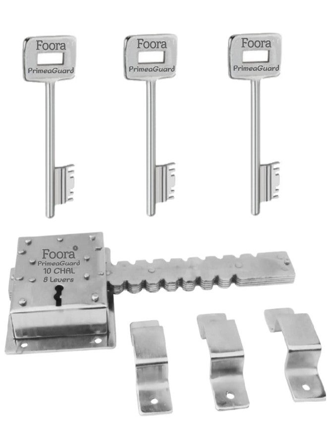 Foora PrimeGuard 10 Chal Main Gate Lock - 8 Lever, Silver Finish, High-Security Double Sided Lock for Main Gates, Doors, Home & Commercial Use, Extra Key Included - Image 5